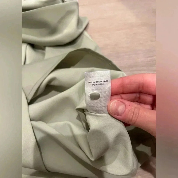 NWT LULU’S What a Stunner Sage Green Satin Asymmetrical
Mini Dress / Size Medium - Picture 9 of 9